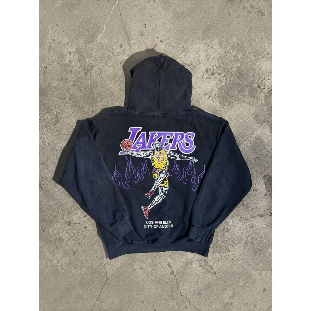 WARREN LOTAS Lakers Grim Reaper Hoodie Sweatshirt Red Shoes Black Made USA